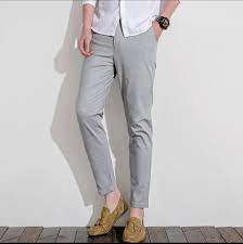 Light Grey Cotton Chinos Pant